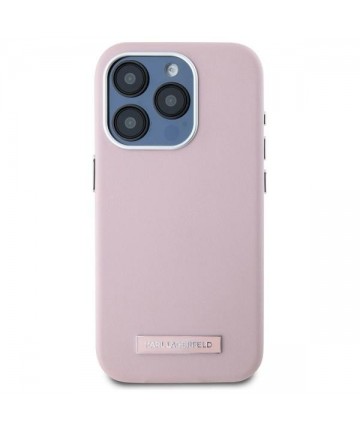 Karl Lagerfeld FW Metal Plate MagSafe iPhone 15 Pro Case - Pink