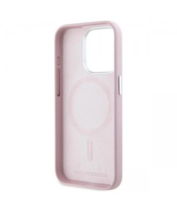 Karl Lagerfeld FW Metal Plate MagSafe iPhone 15 Pro Case - Pink