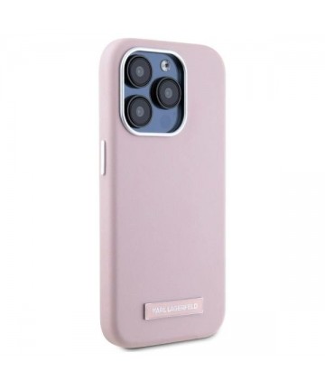 Karl Lagerfeld FW Metal Plate MagSafe iPhone 15 Pro Max Case - Pink