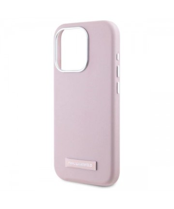 Karl Lagerfeld FW Metal Plate MagSafe iPhone 15 Pro Max Case - Pink