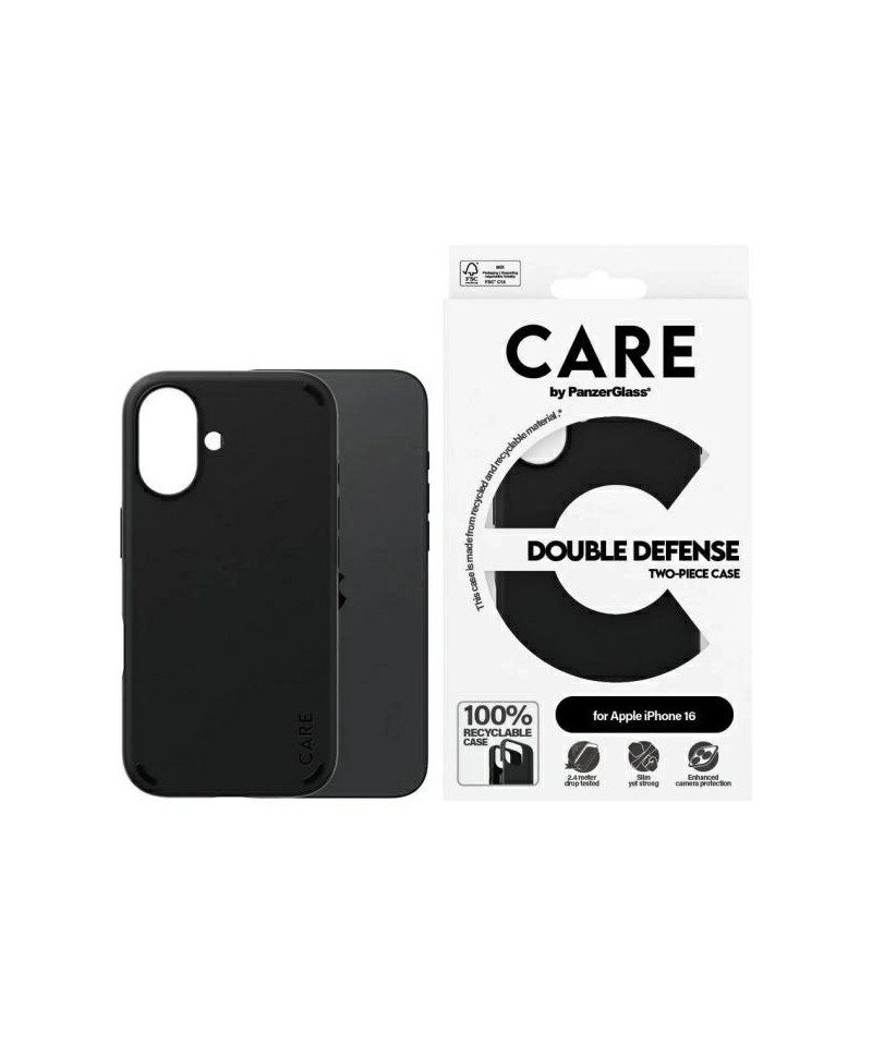 CARE by PanzerGlass Feature Double Defense Case for iPhone 16 - Black