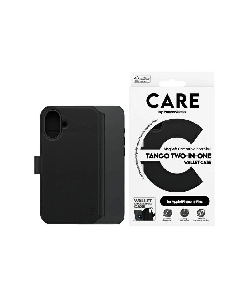 CARE by PanzerGlass Feature Tango 2in1 Wallet MagSafe Case for iPhone 16 Plus - Black