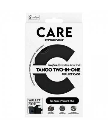 CARE by PanzerGlass Feature Tango 2in1 Wallet MagSafe Case for iPhone 16 Plus - Black