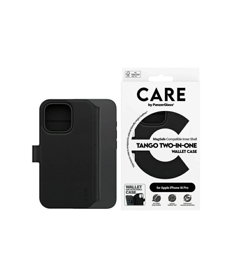 CARE by PanzerGlass Feature Tango 2in1 Wallet MagSafe Case for iPhone 16 Pro - Black