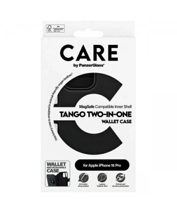 CARE by PanzerGlass Feature Tango 2in1 Wallet MagSafe Case for iPhone 16 Pro - Black