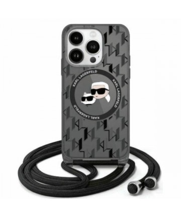 Karl Lagerfeld IML Crossbody Monogram Karl & Choupette Head MagSafe Case for iPhone 16 Pro - Black