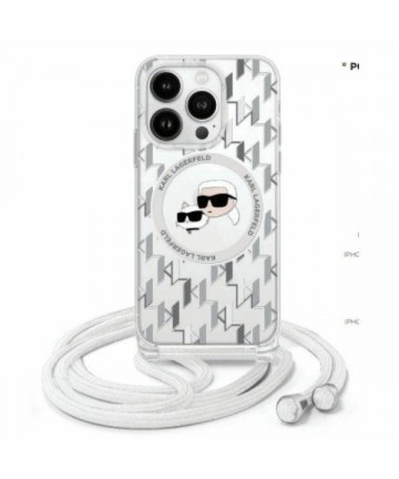 Karl Lagerfeld IML Crossbody Monogram Karl & Choupette Head MagSafe Case for iPhone 16 Pro - Clear