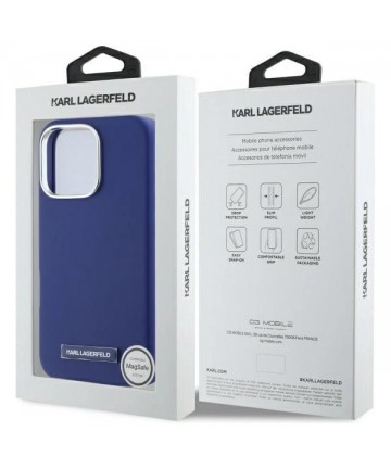 Karl Lagerfeld FW Metal Plate MagSafe iPhone 16 Pro Case - Blue