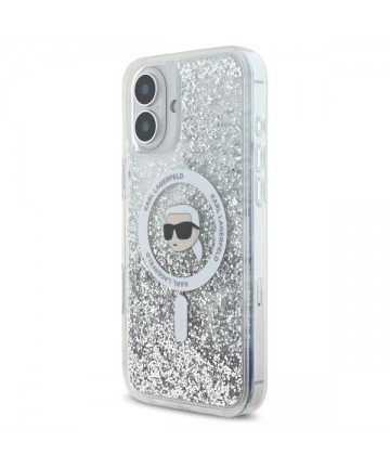 Karl Lagerfeld Liquid Glitter Karl Head Magsafe Case for iPhone 16 Plus - Clear