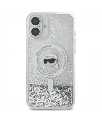 Karl Lagerfeld Liquid Glitter Karl Head Magsafe Case for iPhone 16 Plus - Clear