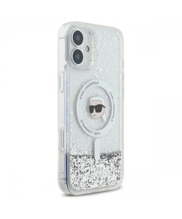 Karl Lagerfeld Liquid Glitter Karl Head Magsafe Case for iPhone 16 Plus - Clear
