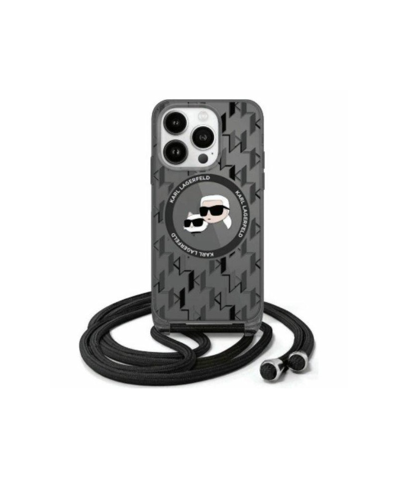 Karl Lagerfeld IML Crossbody Monogram Karl & Choupette Head MagSafe iPhone 16 Case - Black