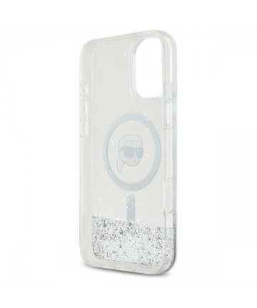 Karl Lagerfeld Liquid Glitter Karl Head Magsafe iPhone 16 Case - Clear