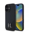 Karl Lagerfeld Silicone Shadow Metal Initial MagSafe iPhone 16 Case - Black