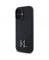 Karl Lagerfeld Silicone Shadow Metal Initial MagSafe iPhone 16 Case - Black