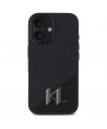 Karl Lagerfeld Silicone Shadow Metal Initial MagSafe iPhone 16 Case - Black