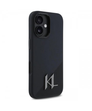 Karl Lagerfeld Silicone Shadow Metal Initial MagSafe iPhone 16 Case - Black