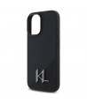 Karl Lagerfeld Silicone Shadow Metal Initial MagSafe iPhone 16 Case - Black