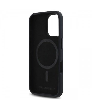 Karl Lagerfeld Silicone Shadow Metal Initial MagSafe iPhone 16 Case - Black