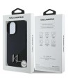 Karl Lagerfeld Silicone Shadow Metal Initial MagSafe iPhone 16 Case - Black