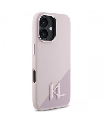 Karl Lagerfeld Silicone Shadow Metal Initial MagSafe iPhone 16 Case - Pink