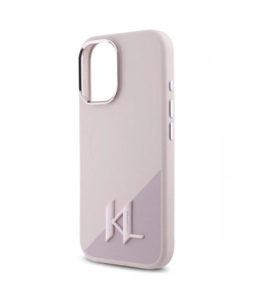 Karl Lagerfeld Silicone Shadow Metal Initial MagSafe iPhone 16 Case - Pink
