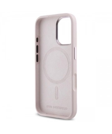 Karl Lagerfeld Silicone Shadow Metal Initial MagSafe iPhone 16 Case - Pink
