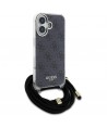 Guess Crossbody Cord 4G Print Case for iPhone 16 - Black