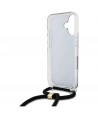 Guess Crossbody Cord 4G Print Case for iPhone 16 - Black