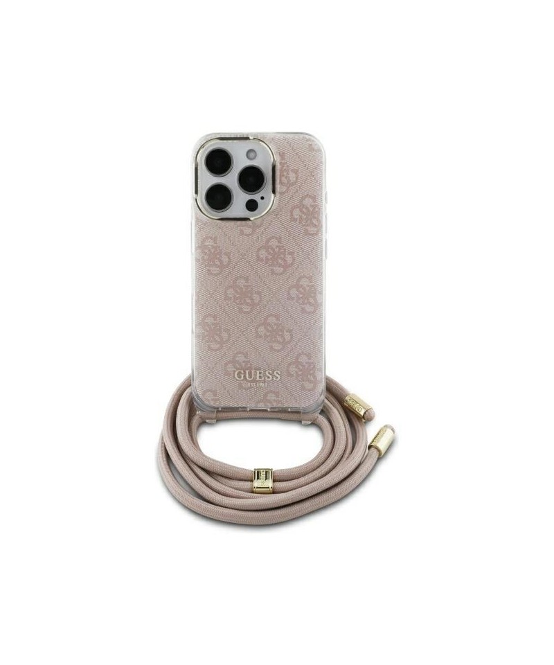 Guess Crossbody Cord 4G Print iPhone 16 Case - Pink