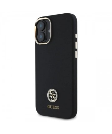 Guess Silicone Logo Strass 4G Case for iPhone 16 - Black