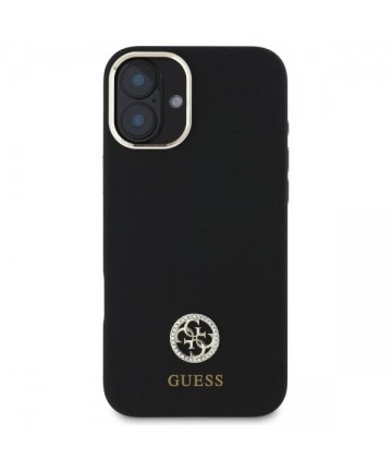 Guess Silicone Logo Strass 4G Case for iPhone 16 - Black