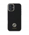 Guess Silicone Logo Strass 4G Case for iPhone 16 - Black