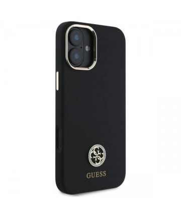 Guess Silicone Logo Strass 4G Case for iPhone 16 - Black