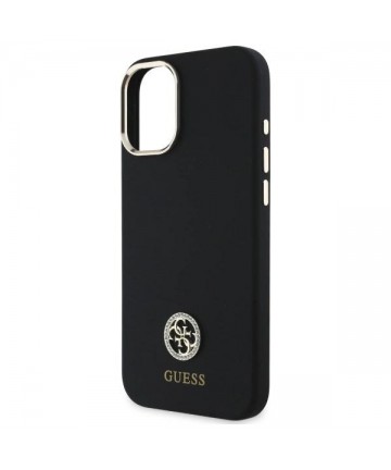 Guess Silicone Logo Strass 4G Case for iPhone 16 - Black