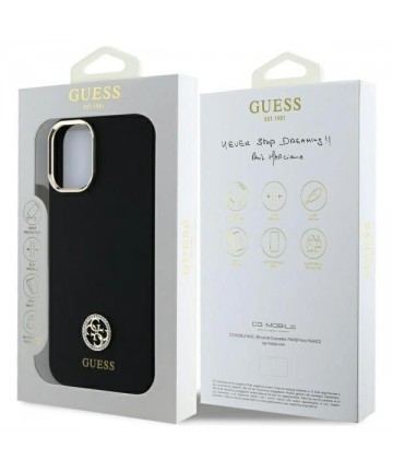 Guess Silicone Logo Strass 4G Case for iPhone 16 - Black