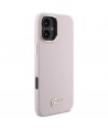 Guess Silicone Script Metal Logo & Frame iPhone 16 Case - Pink