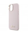 Guess Silicone Script Metal Logo & Frame iPhone 16 Case - Pink