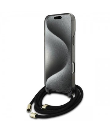Guess Crossbody Cord Script MagSafe Case for iPhone 16 Pro - Black