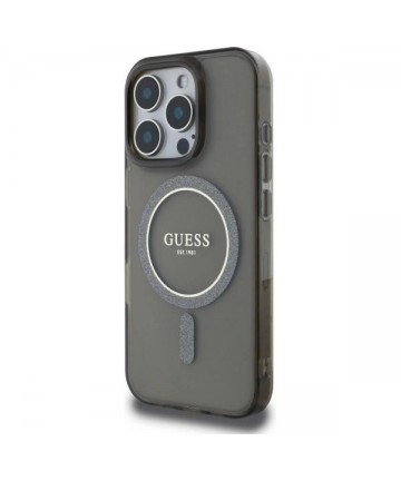 Guess IML Glitter Circle MagSafe case for iPhone 16 Pro - black