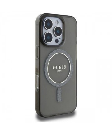Guess IML Glitter Circle MagSafe case for iPhone 16 Pro - black