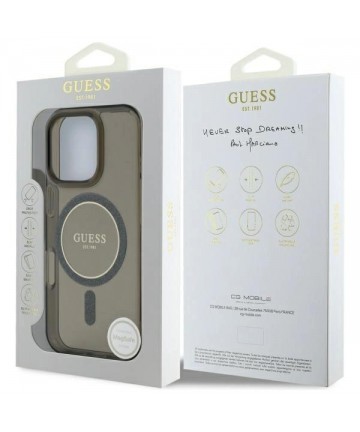 Guess IML Glitter Circle MagSafe case for iPhone 16 Pro - black