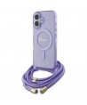 Guess Crossbody Cord Script MagSafe iPhone 16 Case - Purple