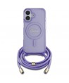 Guess Crossbody Cord Script MagSafe iPhone 16 Case - Purple