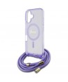 Guess Crossbody Cord Script MagSafe iPhone 16 Case - Purple