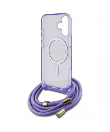 Guess Crossbody Cord Script MagSafe iPhone 16 Case - Purple