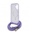 Guess Crossbody Cord Script MagSafe iPhone 16 Case - Purple