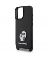 Karl Lagerfeld Saffiano Karl&Choupette Metal Pin CBDY Strap iPhone 16 Case - Black