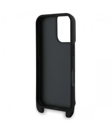 Karl Lagerfeld Saffiano Karl&Choupette Metal Pin CBDY Strap iPhone 16 Case - Black