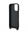 Karl Lagerfeld Saffiano Karl&Choupette Metal Pin CBDY Strap iPhone 16 Case - Black